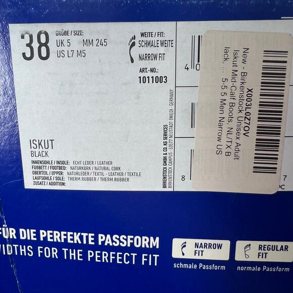 Birkenstock Iskut Leather/Textile Mid Calf Boot Black Women 7/EU38/Men 5 NWB - Picture 9 of 9